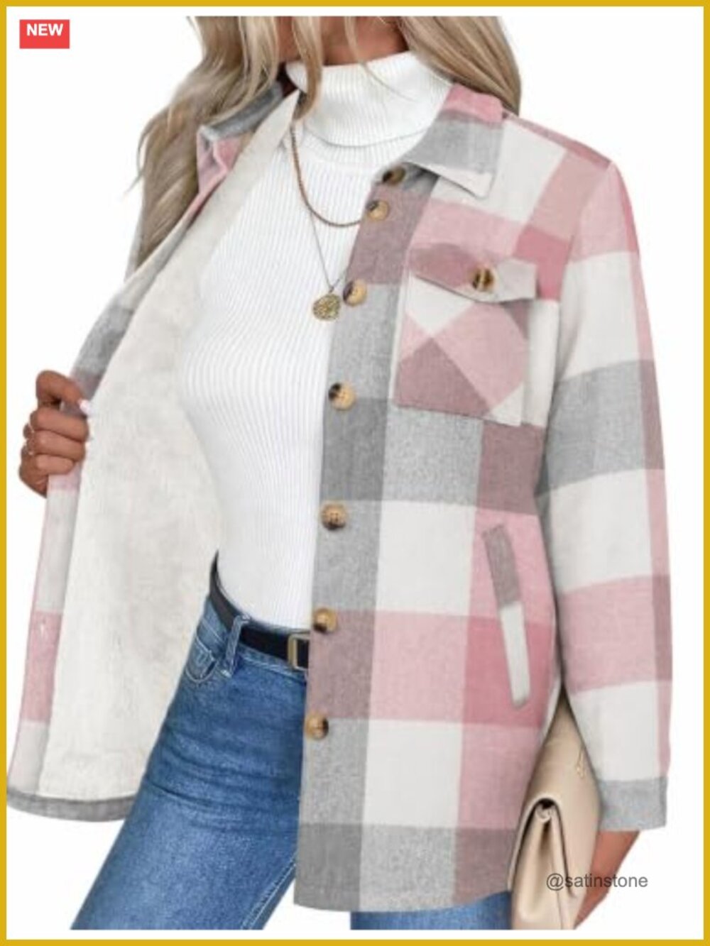 Women's Sherpa Lined Plaid Flannel Jacket Long Sleeve Button Up Coat